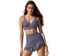 YCHUCH Elegante traje de baño de 3 piezas con tela transpirable y cordón flexible para piscina, cómodo de llevar, tres piezas