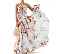 YCHUCH Elegante vestido largo de dama de honor con estampado floral para mujer, con hombros descubiertos, fiesta, noche, graduación, dama, vestidos sin mangas para mujer, boda, playa, sesión de fotos