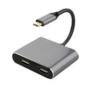 YCHUCH Estación de acoplamiento USB C de aleación de aluminio, dos salidas HDMI2.0 4K con suministro de energía, carga rápida y compatibilidad con puerto USB 3.0, concentradores USB portátiles