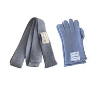 YCHUCH Guantes cálidos y resistentes al viento, para ciclismo, bufanda, bufanda, guantes de felpa, accesorios cálidos, cómodos conjuntos de ropa de punto, azul, Talla única