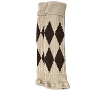 YCHUCH Manguitos de punto de lana con patrón de rombos para mujeres y estudiantes, para clima frío, calcetines de pantorrilla sin pies, mangas de pierna, Asamai, Talla única