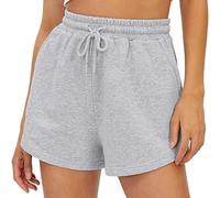 YCHUCH Pantalones cortos casuales para mujer, cintura alta, elásticos, deportivos, con bolsillo, ligeros, pantalones deportivos elásticos