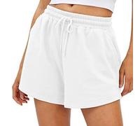 YCHUCH Pantalones cortos casuales para mujer, cintura alta, elásticos, deportivos, con bolsillo, ligeros, pantalones deportivos elásticos