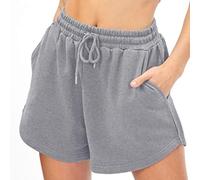 YCHUCH Pantalones cortos casuales para mujer, cintura alta, elásticos, deportivos, con bolsillo, ligeros, pantalones deportivos elásticos