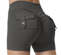 YCHUCH Pantalones cortos cómodos y suaves de cintura alta, pantalones cortos deportivos para mujer con excelente flexibilidad, pantalones cortos de yoga con bolsillo