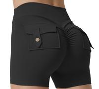 YCHUCH Pantalones cortos cómodos y suaves de cintura alta, pantalones cortos deportivos para mujer con excelente flexibilidad, pantalones cortos de yoga con bolsillo