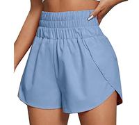 YCHUCH Pantalones cortos de correr de cintura alta para mujer, cintura elástica, entrenamiento, atletismo, casual, deportes, fitness, verano, correr, para mujer, cintura alta, entrenamiento femenino