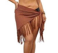 YCHUCH Pareos de media playa para mujer, faldas envolventes y borlas, faldas envolventes para traje de baño, faldas de traje de baño, faldas con borlas, falda para cubrir el traje de baño