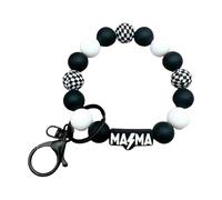 YCHUCH Pulsera de silicona para mamá, llavero, diseño de tablero de ajedrez, joyería con cuentas, regalo para el día de la madre, cumpleaños, Navidad, regalo único para el día de la madre, Negro