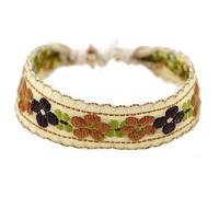 YCHUCH Pulsera trenzada hecha a mano con diseño de flor de fresa bordada, estilo étnico bohemio, pulseras de la amistad, pulseras tejidas de la amistad, talla única, como se describe