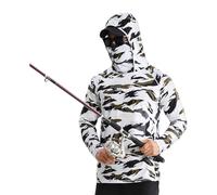 YCHUCH Ropa de pesca con capucha, de secado rápido, protección solar, transpirable, de manga larga, para hombre, con máscara, ropa de pesca