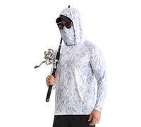 YCHUCH Ropa de pesca con capucha, de secado rápido, protección solar, transpirable, de manga larga, para hombre, con máscara, ropa de pesca