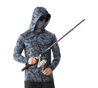 YCHUCH Ropa de pesca con capucha, de secado rápido, protección solar, transpirable, de manga larga, para hombre, con máscara, ropa de pesca