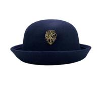 YCHUCH Sombrero Cloche hecho a mano de lana elegante bolos regalos sorpresa para novia para vacaciones, ala hacia arriba, sombrero de bolos para mujer, azul marino, S