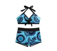 YCHUCH Traje de baño de cintura alta para mujer, traje de baño de dos piezas, traje de baño para mujer, traje de baño para mujer, traje de baño de cintura alta, traje de baño con estampado de flores