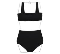 YCHUCH Traje de baño de dos piezas para mujer, traje de baño de cintura alta, traje de baño de color sólido, traje de baño dividido para mujer, traje de baño deportivo de color sólido