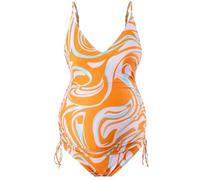 YCHUCH Traje de baño de maternidad de una pieza elegante con cuello en V para embarazo, traje de baño estampado sin espalda, traje de baño para mujer