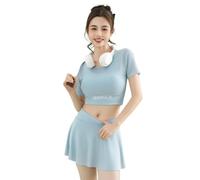 YCHUCH Traje de baño deportivo de dos piezas con falda para mujer, traje de baño para surf, playa, vacaciones, gimnasio, entrenamiento, deporte, yoga y natación