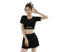 YCHUCH Traje de baño deportivo de dos piezas con falda para mujer, traje de baño para surf, playa, vacaciones, gimnasio, entrenamiento, deporte, yoga y natación