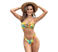 YCHUCH Traje de baño floral de tendencia para mujer, elegante traje de baño dividido para vacaciones en la playa y piscina, diversión en la playa