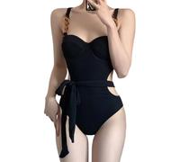 YCHUCH Traje de baño monokini para mujer, traje de baño de pieza para mujer, traje de baño push up sin espalda, tirantes ajustables, traje de baño recortado sin espalda