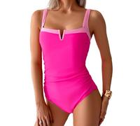 YCHUCH Traje de baño para mujer con cuello en V profundo, elegante, 1 pieza, traje de baño push up