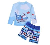 YCHUCH Traje de baño para niño y camiseta de manga larga con pantalones cortos de natación, conjunto de traje de baño para niños