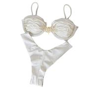 YCHUCH Traje de baño sin espalda para mujer, traje de baño de color sólido, dos piezas, traje de baño dividido para mujer, conjunto de traje de baño push up de color sólido para mujer, traje de baño