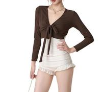 YCHUCH Traje de baño tipo tankini de 1 pieza para mujer con mangas largas, 2 piezas, trajes de baño divididos, trajes de baño de verano con control de abdomen