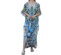 YCHUCH Vestido caftán de gran tamaño con estampado de leopardo para proteger el sol, traje de baño para mujer, vestido suelto para verano, parque acuático, universo, estampado de leopardo, vestidos