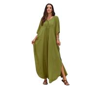 YCHUCH Vestido caftán de longitud completa para mujer, vestido de playa de poliéster