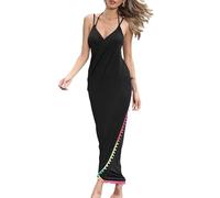 YCHUCH Vestido de playa atado de tela transpirable sin espalda, diseño clásico de color sólido para viajes, uso diario y playa