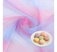 YCHYAN Tul Arcoiris Gradiente, 1 M*1.5 M Multicolor Brillo Rollos Tela, Tvistoso Tulle, Vistoso Brillo Rollos de Tul, Transpirable y con Caída, para Bricolaje, Bodas, Fiestas (Púrpura rosado)