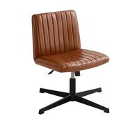 YCKEGEW Armless Office Chair with Cross Legs,Mid Back Modern Task Chairs Adjustable Height Small Desk Chair,360 Swivel Computer Chairs for Office, Reading Meeting Room(Bruin)