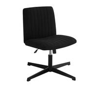 YCKEGEW Armless Office Chair with Cross Legs,Mid Back Modern Task Chairs Adjustable Height Small Desk Chair,360 Swivel Computer Chairs for Office, Reading Meeting Room(Black-Linen)