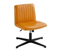 YCKEGEW Armless Office Chair with Cross Legs,Mid Back Modern Task Chairs Adjustable Height Small Desk Chair,360 Swivel Computer Chairs for Office, Reading Meeting Room(Orange)