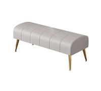 YCKEGEW Banco Largo Moderno De Cuero con Patas Doradas,Asiento Otomano Rectangular, Banco Tapizado para El Extremo De La Cama Asiento De Ventana para El Dormitorio(Light Grey,120cm)