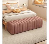 YCKEGEW Banco Moderno Otomano Tapizado En Terciopelo para El Pie De Cama,taburetes para Cambiarse Los Zapatos En La Entrada,reposapiés para Ventana Taburete para Sofá(Roze,100cm)