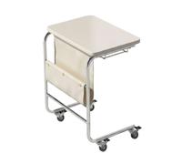 YCKEGEW Mesita Auxiliar En Forma De C para El Sofá Mesita De Centro De Madera con Bandeja para La Tele, Ideal para Comer, Mesitas De Noche con Ruedas,Se Desliza Debajo del Sofá(Bianco)