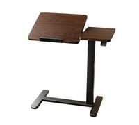 YCKEGEW Mesita De Noche con Ruedas para Colocar sobre La Cama, Mesitas para Camas De Hospital con Tablero Inclinable, Mesita con Ruedas para Ordenador Portátil(Walnut)