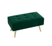 YCKEGEW Puf Tapizado En Terciopelo, Reposapiés Moderno con Patas Doradas, Banco Tapizado para El Final De La Cama, Taburetes para Cambiarse Los Zapatos En El Pasillo(Dark Green,60cm)