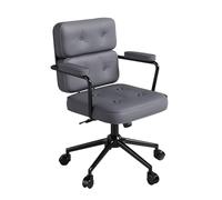 YCKEGEW Silla De Escritorio con Ruedas, Silla Ejecutiva De Conferencia con Respaldo Medio De Cuero PU Y Reposabrazos, Función De Respaldo Reclinable, Sillón Tapizado para Salón(Grigio,Black Legs)