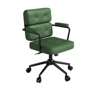 YCKEGEW Silla De Escritorio con Ruedas, Silla Ejecutiva De Conferencia con Respaldo Medio De Cuero PU Y Reposabrazos, Función De Respaldo Reclinable, Sillón Tapizado para Salón(Groen,Black Legs)