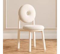 YCKEGEW Sillas De Comedor Tapizadas De Felpa Sillas De Tocador Redondas con Asiento Acolchado Sillas Club Sin Brazos,Silla De Salón De Mediados De Siglo para Balcón De Sala De Estar (Color : White/B)