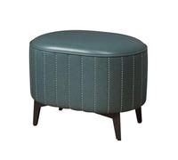 YCKEGEW Taburetes Ovalados Pequeños Bajos Taburete para Sofá con Cojín De Asiento Suave,Banco para Cambiarse Los Zapatos En La Entrada con Patas De Metal,Puf Bajo para Descansar Los Pies(Dark Green)