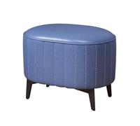 YCKEGEW Taburetes Ovalados Pequeños Bajos Taburete para Sofá con Cojín De Asiento Suave,Banco para Cambiarse Los Zapatos En La Entrada con Patas De Metal,Puf Bajo para Descansar Los Pies(Blauw)