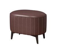 YCKEGEW Taburetes Ovalados Pequeños Bajos Taburete para Sofá con Cojín De Asiento Suave,Banco para Cambiarse Los Zapatos En La Entrada con Patas De Metal,Puf Bajo para Descansar Los Pies(Bruin)