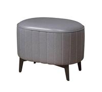 YCKEGEW Taburetes Ovalados Pequeños Bajos Taburete para Sofá con Cojín De Asiento Suave,Banco para Cambiarse Los Zapatos En La Entrada con Patas De Metal,Puf Bajo para Descansar Los Pies(Grigio)