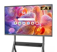 YCKJNB 75" Pizarra Inteligente 4K UHD, Pantalla Táctil con Cámara y Micro Integrados, Android OS, 8+128GB, Soporte WiFi/Bluetooth/HDMI/USB, Monitor Interactivo para Oficina/Escuela/Teletrabajo