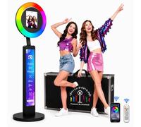 YCKJNB Photo Booth iPad con Flight Case, Máquina de Fotomatón con Anillo de Luz RGB y Logo Gratis, Selfie Booth Ligero para Fiestas, Bodas, Alquiler, Youtube, TikTok Live (Negro, Caja de Luz)